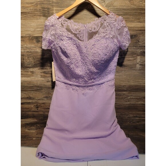 Make You Pretty More Lavender Lace Mid  "Mother of the Bride"  Dress size 12 NWT - Picture 1 of 7